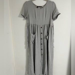 Vintage All That Jazz Pocket Button Olive Green Checkered Gingham Dress Size 5/6